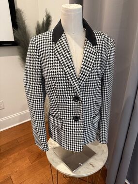 Kasper Black and Cream Patterned Blazer